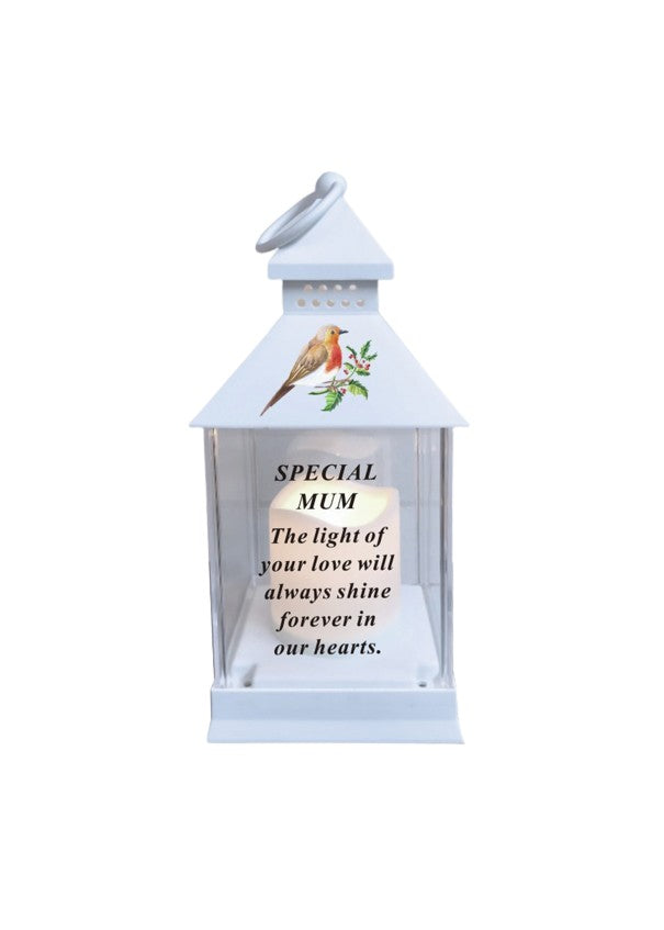 Memorial Light Up Lantern - Robin Candle Graveside Memory Remembrance