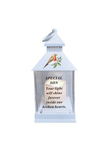 Memorial Light Up Christmas Lantern - Robin Candle Graveside Memory Remembrance