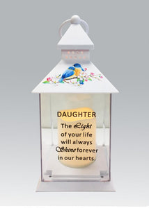 Memorial Light Up Lantern -  Bird Floral Candle Graveside Memory Remembrance