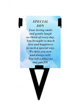 Load image into Gallery viewer, Plastic Memorial Laminated Message Card &amp; Holder  Stick Plaque Tribute Graveside