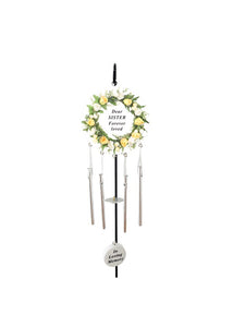 Cream Rose Memorial Wind Chime Hanging Crook Tribute Plaque Graveside Ornament