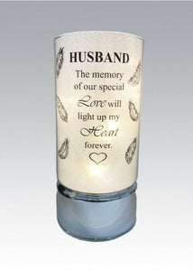 Memorial Light Up Tube - Thoughts Of You Feather Heart Verse Memory Remembrance