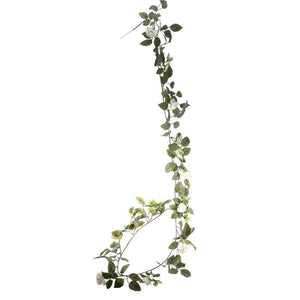 180cm Rose Garland White with Greenery - Artificial Wedding Flower