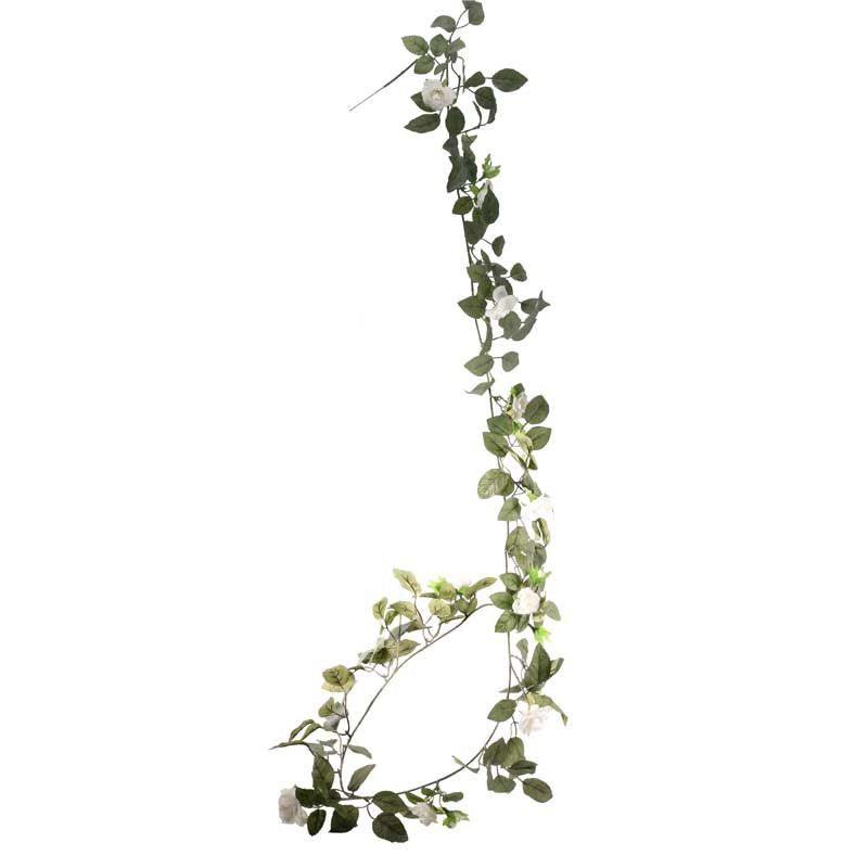 180cm Rose Garland White with Greenery - Artificial Wedding Flower