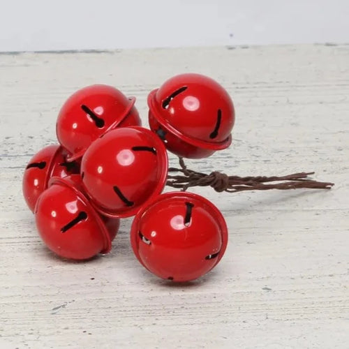 13cm 6 x Red Bells on wire - Christmas Artificial Flower Xmas Wreath Bouquet