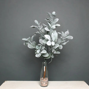 60cm Large Flocked Green Glitter Lambs Ear Bush Bunch - Christmas Artificial Xmas Wreath