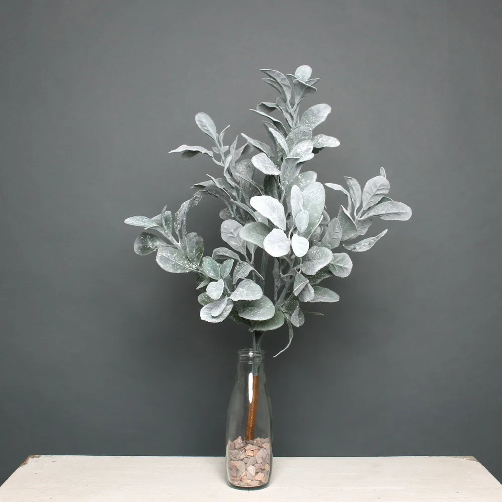 60cm Large Flocked Green Glitter Lambs Ear Bush Bunch - Christmas Artificial Xmas Wreath