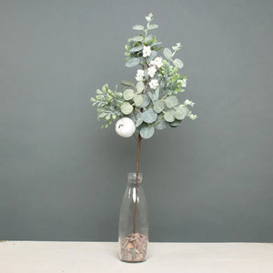 56cm Eucalyptus White Berry & Apple Single Stem - Christmas Artificial Xmas Wreath (XB17)