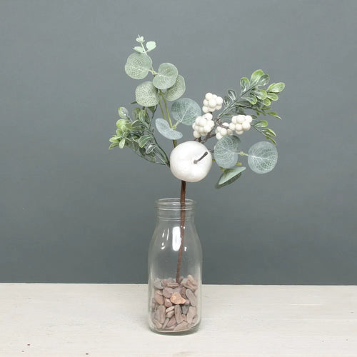 26cm Eucalyptus White Berry & Apple Pick with Sparkle - Christmas Artificial Xmas Wreath (XB16)