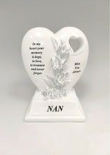 Load image into Gallery viewer, White Silver Double Heart Floral Memorial - Remembrance Graveside Plaque Tribute