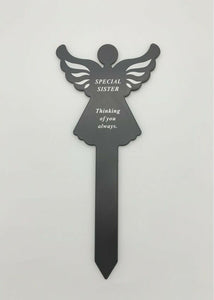 Black & White Plastic Memorial Angel Cherub Stake Graveside Spike Crematorium