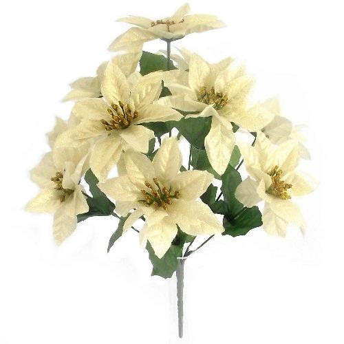 39 cm Gold Poinsettia Bush 12 Heads (XB4)