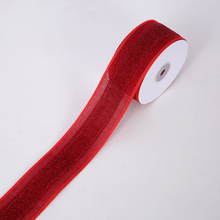 Load image into Gallery viewer, 50 mm Hessian/Fabric/Woven Edge Ribbon Red