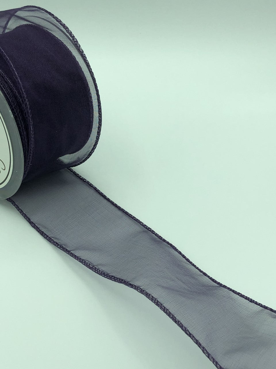 70mm Plum Wired Edge Organza Ribbon