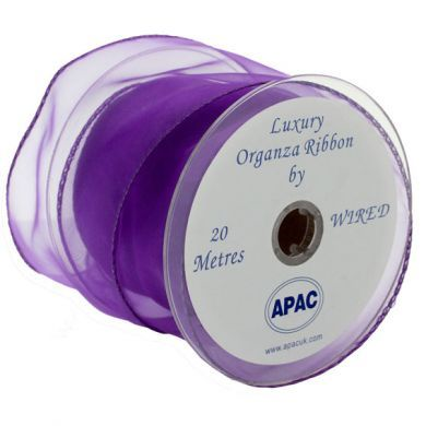 70mm Purple Wired Edge Organza Ribbon