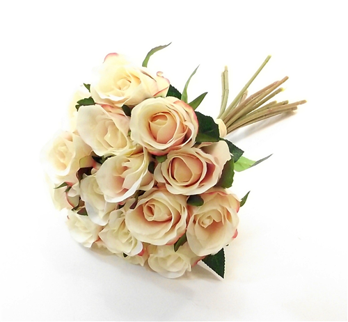 25 cm Peach Rose Bud Bunch - Artificial Flower Wedding Bridesmaid
