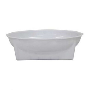 Pack of 5 x White Floral Square Round Bowl Dish - Small Craft Pack